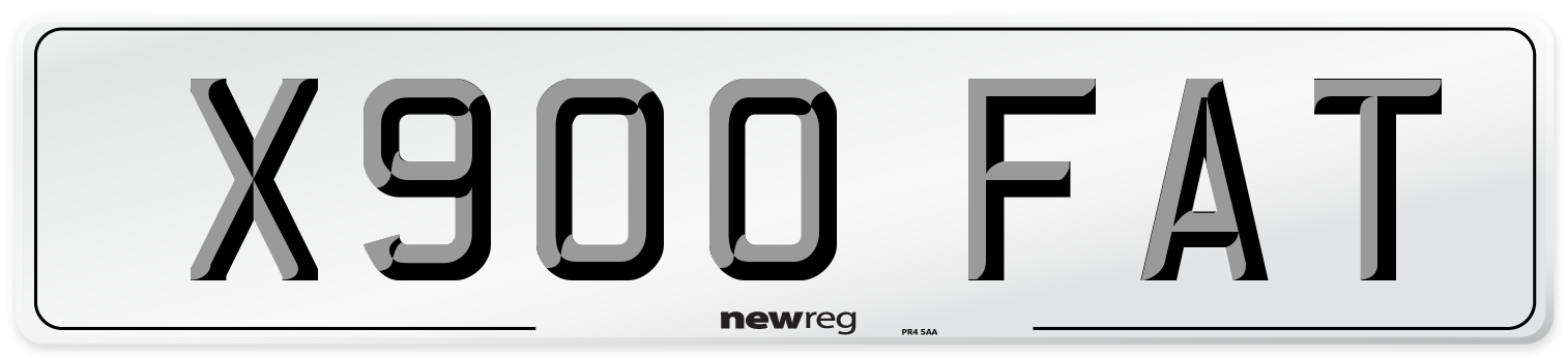 X900 FAT Number Plate from New Reg